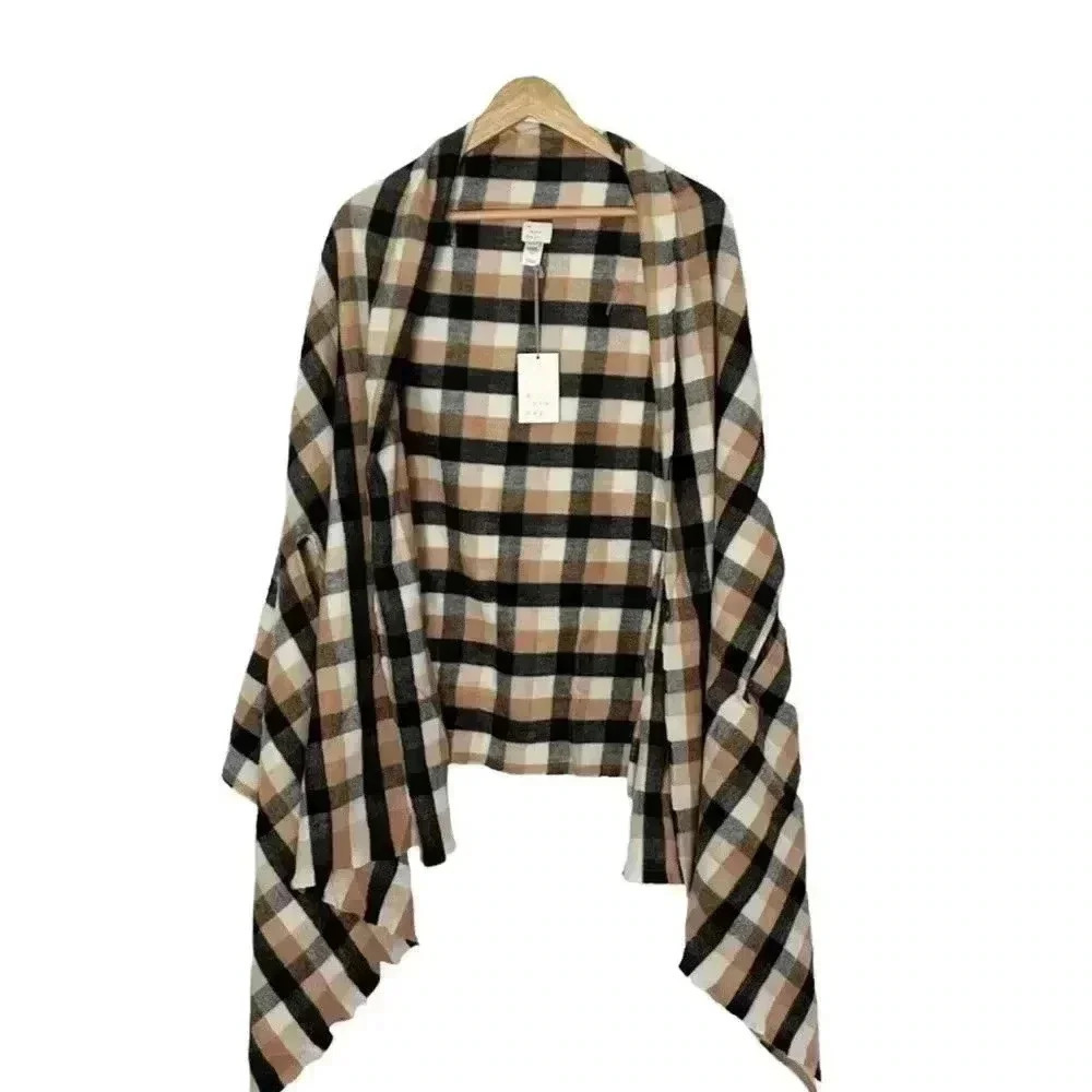Cape Poncho Wrap Plaid- Fleece, Women’s - NEW